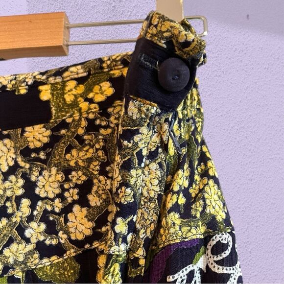 Vintage crinkle fabric midi skirt bold print - Picture 3 of 12